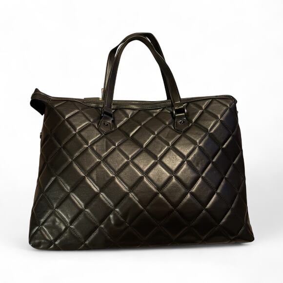 Badgley Mischka Tote Bag Quilted Black Diamond Top Handle New With Tags - Picture 2 of 8